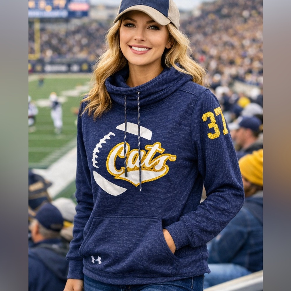 Under Armour Montana State Bobcats Cats ColdGear Hoodie Women’s Medium Blue